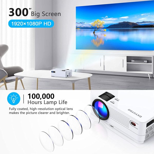 Native 1080P Projector with WiFi and Two-Way Bluetooth, Full HD Movie Projector for Outdoor Movies, 300" Display Projector 4k Home Theater, Compatible with iOS/Android/PC/XBox/PS4/TV Stick/HDMI/USB - Image 3