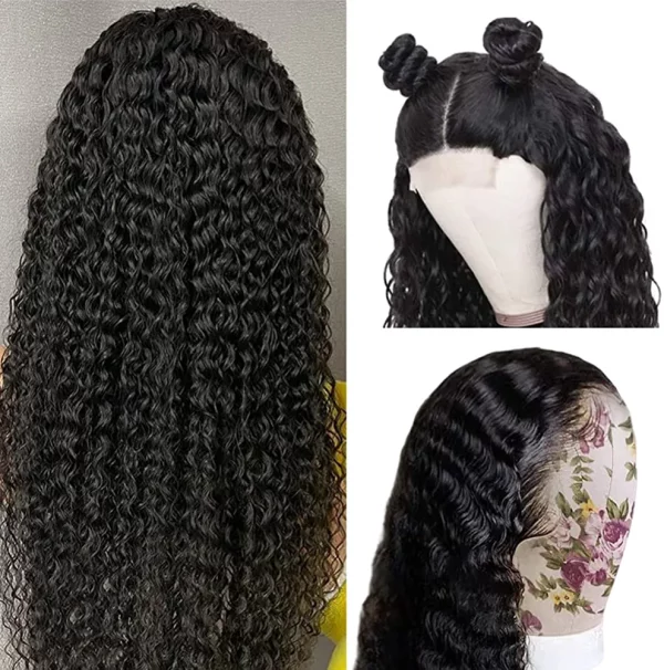 Water Wave Lace Front Wigs Human Hair Brazilian 180% Density Virgin Hair 4X4 Deep Curly Lace Closure Wigs for Black Women Pre Plucked with Baby Hair Natural Color (26 Inch,Water Lace Closure Wigs) - Image 3