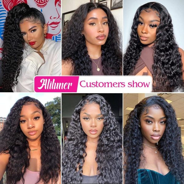 aliluner Deep Wave Lace Front Wigs Human Hair Pre Plucked with Baby Hair 5x5 HD Lace Closure Human Hair Wigs for Black Women 150% Density Natural Color 22 Inch - Image 7