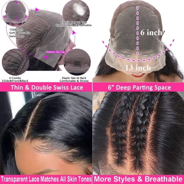 LOVEVOL 40 inch HD Lace Front Wigs Human Hair Pre Plucked 13x6 Deep Part Invisible Transparent Lace Frontal Wigs Human Hair 180 Density Straight Wigs For Black Women Natural Hairline with Baby Hair - Image 5