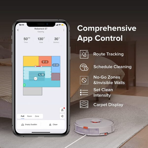 roborock S7 Robot Vacuum and Mop, 2500PA Suction & Sonic Mopping, Robotic Vacuum Cleaner with Multi-Level Mapping, Works with Alexa, Mop Floors and Vacuum Carpets in One Clean, Perfect for Pet Hair - Image 3
