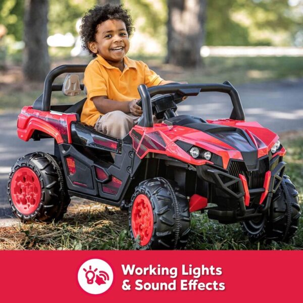 Kid Trax Toddler UTV Electric Ride-On Toy, Kids 3-5 Years Old, 6 Volt Battery and Charger, Max Rider Weight 60 lbs, LED Headlights, Red. - Image 3