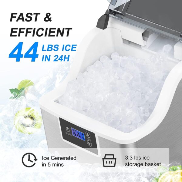 HUMHOLD Nugget Ice Maker Countertop, 44Lbs Pebble Ice Per Day, 24Hrs Preset Program with Automatic Self Cleaning Function, Mini Pellet Ice Cubes Maker Machine for Home/Kitchen/Office/RV - Image 4