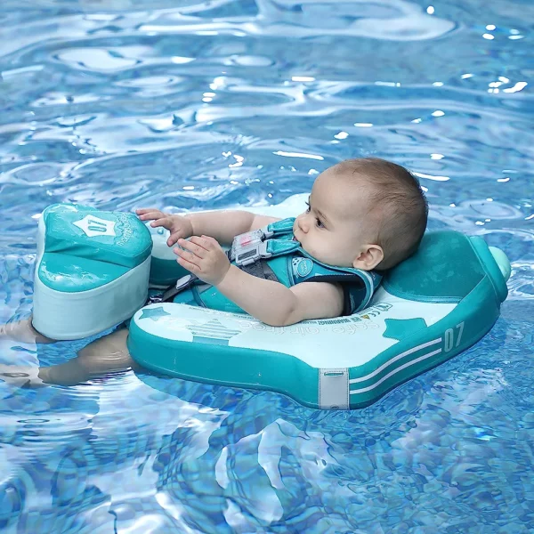 Baby Swim Float with Canopy, Non-Inflatable Solid Baby Float, Upgrade Soft Waterproof Skin-Friendly Leather Material Infant Swim Float for Boys and Girls Infant/Baby/Toddler - Image 2