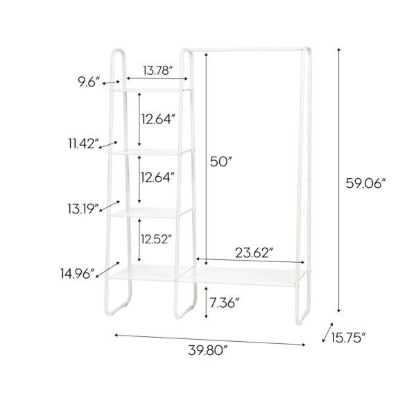 IRIS USA Metal Garment Rack with Metal Mesh Shelves, White - Image 5