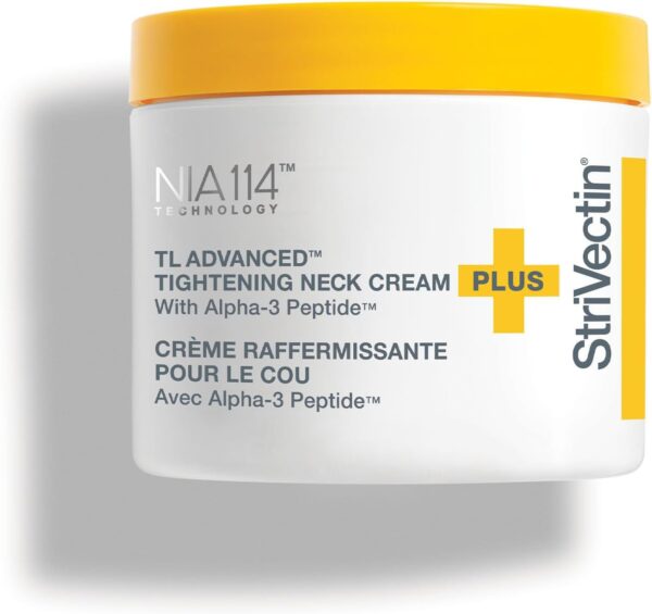 A + Content Results Banner StriVectin Generic Brand Image Description Now upgraded with our most advanced tightening technology and proprietary Alpha-3 Peptide™. Our NEW NECK cream is formulated to visibly tighten, lift, and firm while smoothing horizontal neck lines. Relieves dull, crepey, sagging skin and lines on your neck. Helps to improve neck and sleep lines.  Features & details Tighten & Lift sagging skin for Neck and Décolleté Firm and Smooth Crepey Skin Target Horizontal Neck Lines Help relieve Neck Sleep Lines Corrects the look of Uneven Skin