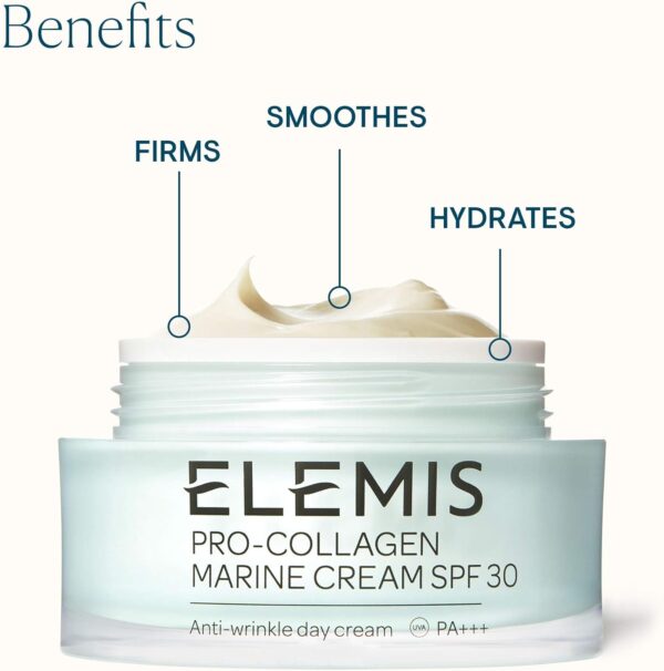 ELEMIS Pro-Collagen Marine Cream SPF 30, Lightweight Anti-Wrinkle Daily Face Moisturizer Firms, Smoothes, Hydrates, & Delivers Sun Protection - Image 4