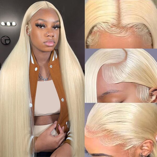 613 Lace Front Wig Human Hair 13x6 Transparent Lace Straight Blonde Lace Front Wigs Human Hair 613 HD Lace Frontal Wig 150% Density Pre Plucked with Baby Hair Blonde Wig Human Hair 26 Inch