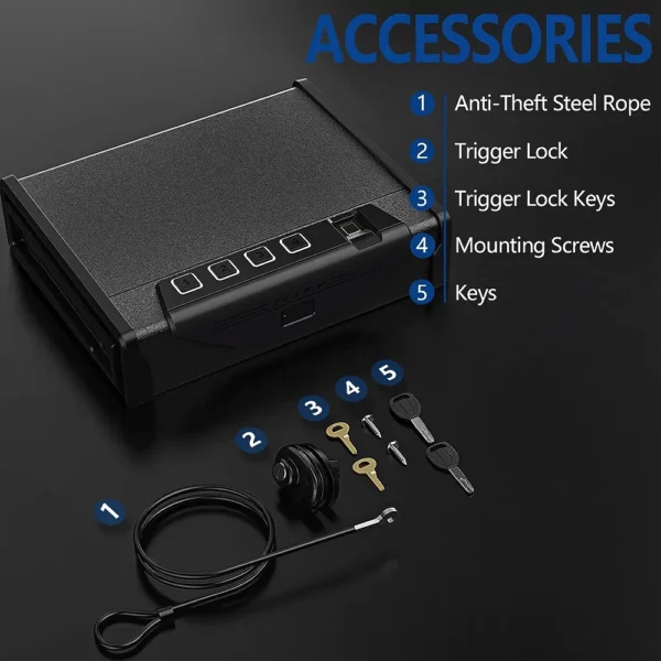 KAER Biometric Gun Safes for Pistols, Quick Access Biometric Fingerprint Safe with Mute Function, - Image 2