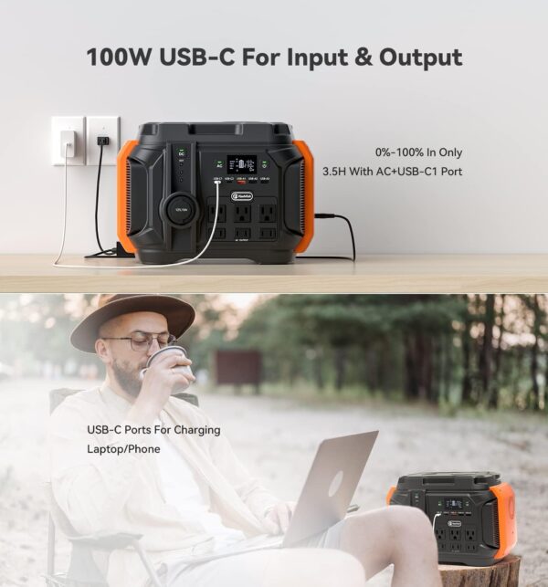 1000W Portable Power Station, 1002Wh/278400mAh UPS Solar Generator With 1000W(Surge 2000W) AC, 100W PD USB-C & LED SOS Lightning, Backup Power CPAP Battery For Home/Camping/Blackout - Image 5