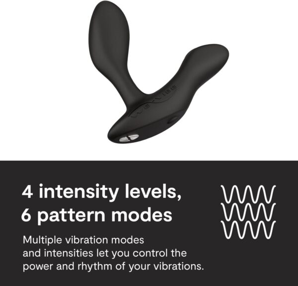 We-Vibe Vector + Vibrating Butt Plug - Male Prostate and Perineum Massager Toy - Remote Anal Toy for Men Couples - App & Remote Controlled - Flexible - Silicone Sex Toys for Adults - Charcoal Black - Image 2