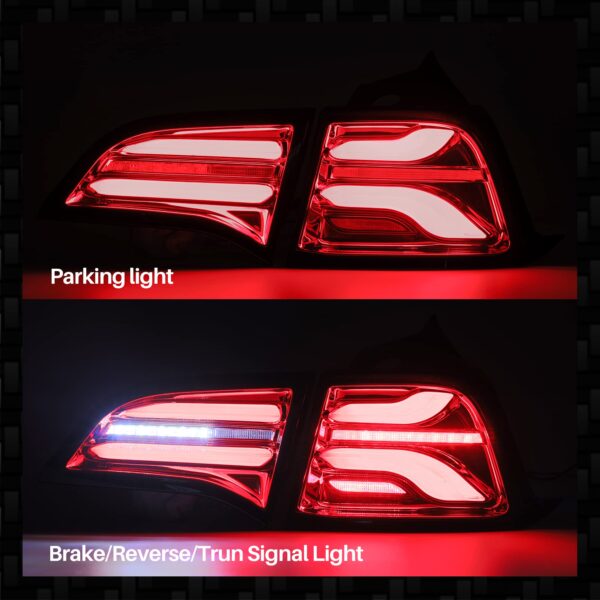 Alpharex Tesla 17-22 Model 3/20-22 Model Y LED Tail Lights Jet Black - Image 3