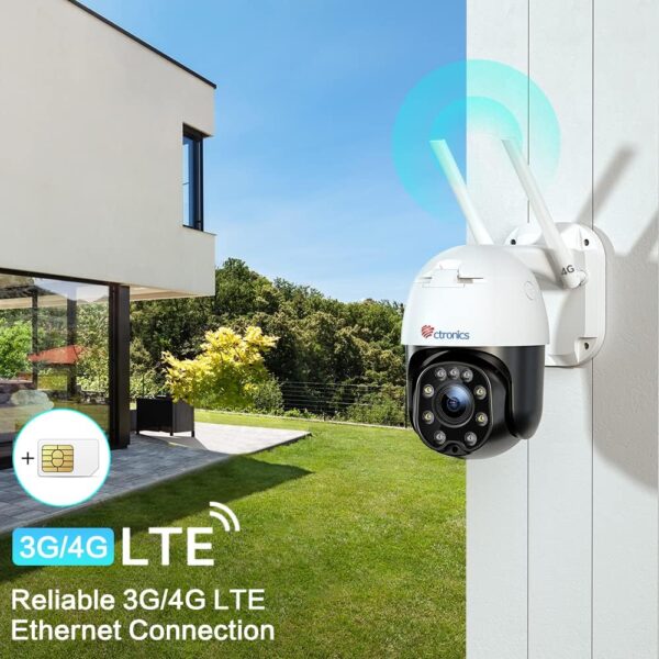 Ctronics [5X Optical Zoom] 3G/4G LTE No WiFi Security Camera, 1080P Outdoor Cellular Security Camera, PTZ 360°, HD Night Vision, Human Detection & Auto Tracking, 2 Way Audio, IP66, SIM Card Included - Image 2