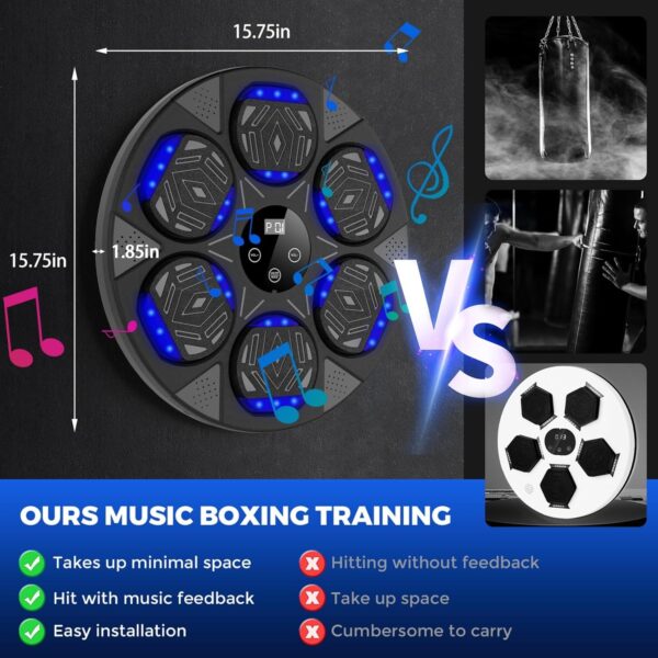 LOLBOX 2024 Music Boxing Machine, Smart Bluetooth Boxing Trainer with Boxing Gloves, Boxing Wall Mount Machine for Adults Kids,Boxing Target Workout Equipment for Home, Office, Gym (Upgrade) - Image 4