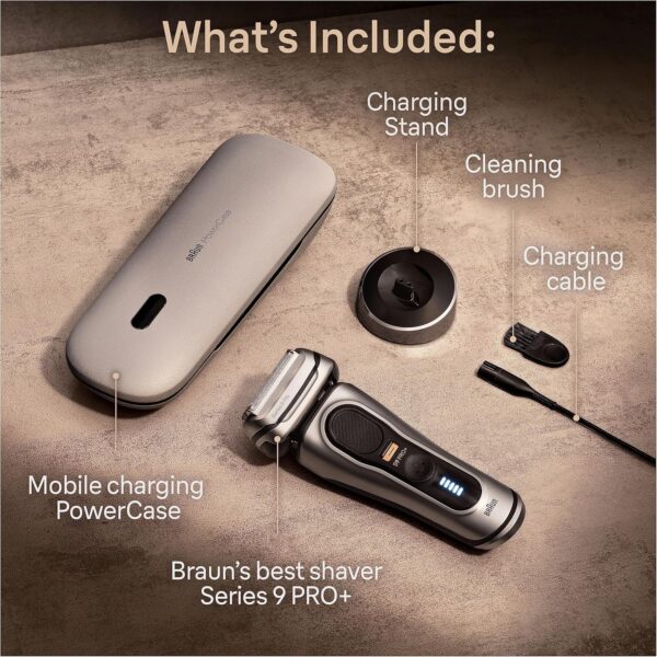 Braun Series 9 PRO+ Electric Shaver for Men, 5 Pro Shave Elements & Precision Long Hair ProTrimmer, PowerCase, 9527s, Silver, Rated Which Best Buy - Image 6