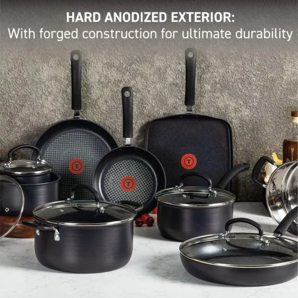 T-fal Ultimate Hard Anodized Nonstick Cookware Set 14 Piece, Oven Broiler Safe - Image 4