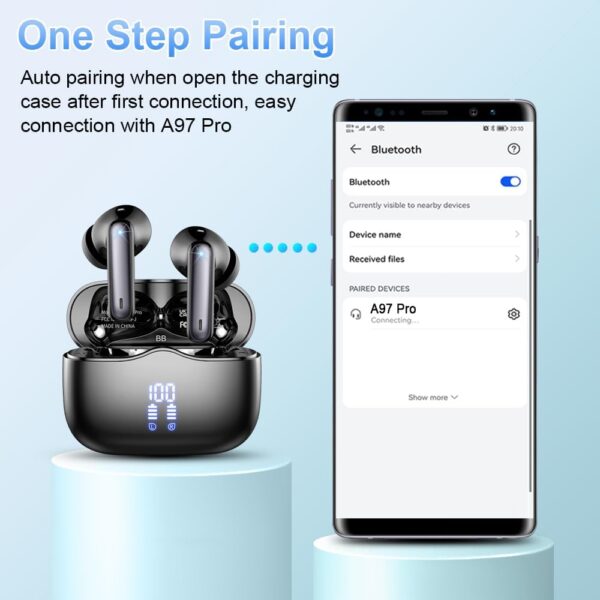 Wireless Earbuds, Bluetooth 5.3 Headphones in Ear with 4 ENC Noise Cancelling Mic, HiFi Stereo Deep Bass Wireless Earphones 40H Playtime, in-Ear Earbud Bluetooth Dual LED Display IP7 Waterproof, USB-C - Image 4