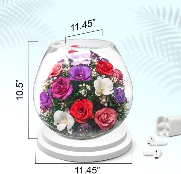 Premium Fresh Cut Preserved Flower Bouquet in a Sealed Glass Vase | Long Lasting Bouquet Orchids and Roses Stays Fresh for 5+ Years | No Water Needed | Unique Gift for Women - Image 7