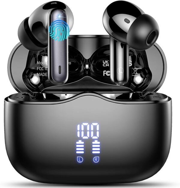 Wireless Earbuds, Bluetooth 5.3 Headphones in Ear with 4 ENC Noise Cancelling Mic, HiFi Stereo Deep Bass Wireless Earphones 40H Playtime, in-Ear Earbud Bluetooth Dual LED Display IP7 Waterproof, USB-C - Image 6