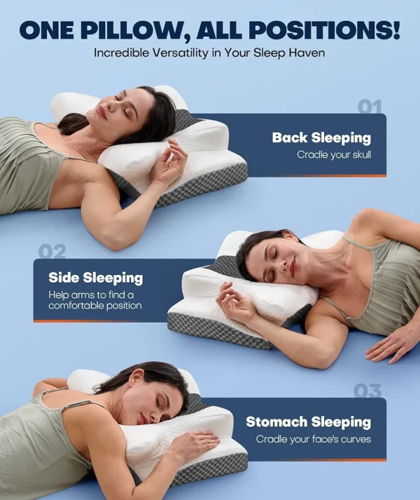 Sleep Doctor Approved Cervical Neck Pillow for Sleeping, Ergonomic Contour Side Sleeper Pillows for Adults, Cooling Orthopedic Pillow for Pain Relief Support, Memory Foam Pillows Back Stomach Sleepers - Image 5