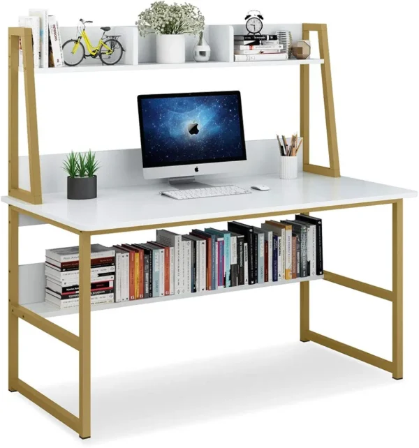 Tribesigns Computer Desk with Hutch, 47 inches Home Office Desk with Space Saving Design with Bookshelf for Small Spaces - Image 5