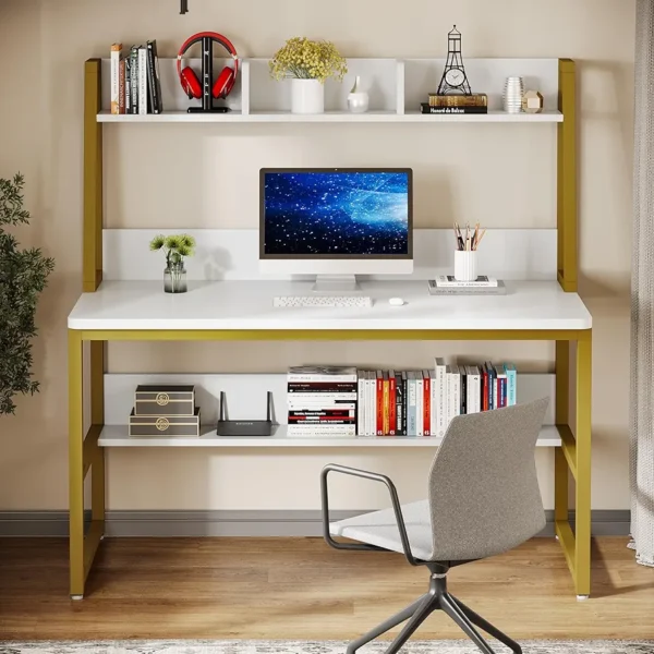 Tribesigns Computer Desk with Hutch, 47 inches Home Office Desk with Space Saving Design with Bookshelf for Small Spaces - Image 7