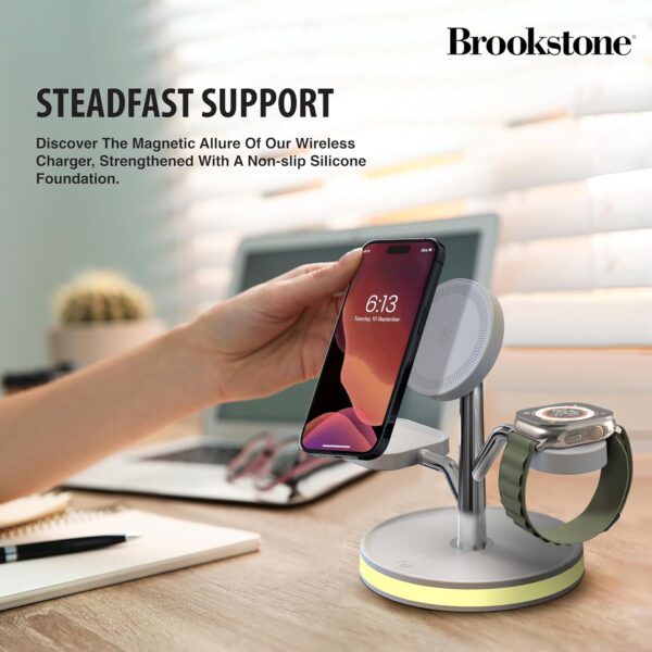 Brookstone 3 in 1 Wireless Charging Station Compatible with MagSafe Charger for Apple Fast Wireless Charger Stand for iPhone 15,14,13,12 Pro Max Series, iWatch Series, Airpods 3, 2, Pro - Image 2