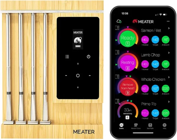 MEATER Pro XL Wireless Smart Meat Thermometer - 4 Multi-Sensor Probes, Bluetooth & WiFi, 1000°F Heat Resistance, Certified Accuracy for BBQ, Oven, Grill, Smoker, Air Fryer, Deep Fryer, Sous Vide