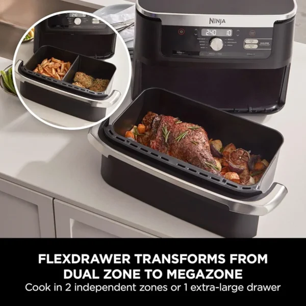 NINJA Foodi FlexDrawer Air Fryer, Dual Zone with Removable Divider, Large 10.4L Drawer, 7-in-1, Double Zone, Dishwasher Safe Non-Stick, Black & Copper, AF500EUCP - Image 3