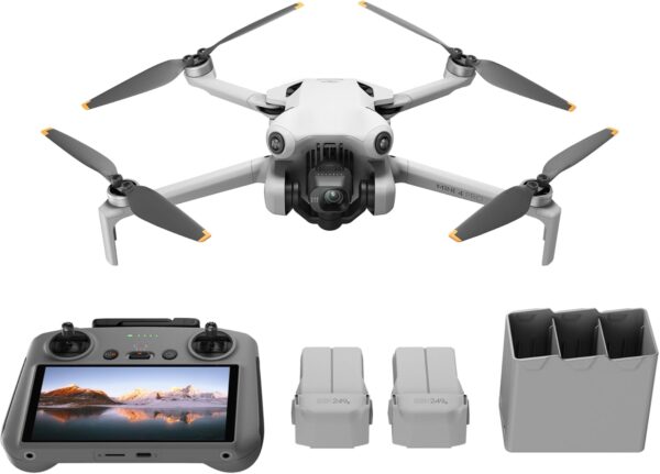 DJI Bundle DJI Mini 4 Pro Fly More avec DJI RC 2 (Radiocommande avec Écran), Mini Drone Pliable avec Caméra 4K, Moins de 0,549 lb/249 g, Temps de Vol de 34 min, 2 Batteries Supplémentaires, C0