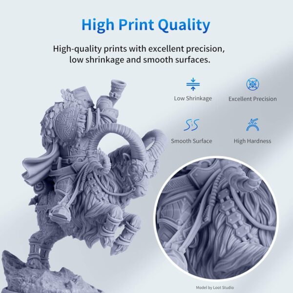 ANYCUBIC 3D Printer Resin Bundle, 405nm SLA UV-Curing Resin with High Precision and Quick Curing & Excellent Fluidity for LCD 3D Printing (4Packs*1kg Grey, 4kg in Total) - Image 6